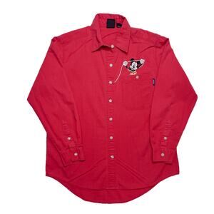 Mickey Unlimited Vintage 90s Embroidered Pocket Thread Button Up Men's S Disney